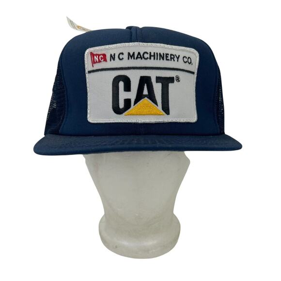 Tonklin NC Machinery Co CAT Caterpillar Foam Dome Trucker Hat Snapback VTG W/Tag - Picture 2 of 8